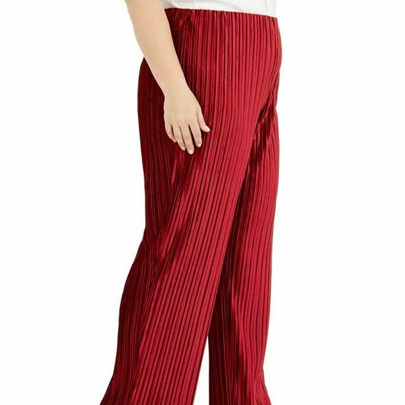 $89 (NWT) Women's Alfani Red Pleated Velvet Pull On Pants, Plus Sizes 1X/2X/3X - Picture 4 of 15